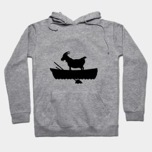 goat in a boat black Hoodie